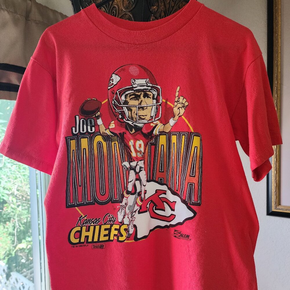Vintage SF Niners Joe Montana Kansas City Chiefs Large T-Shirt NFL 1993